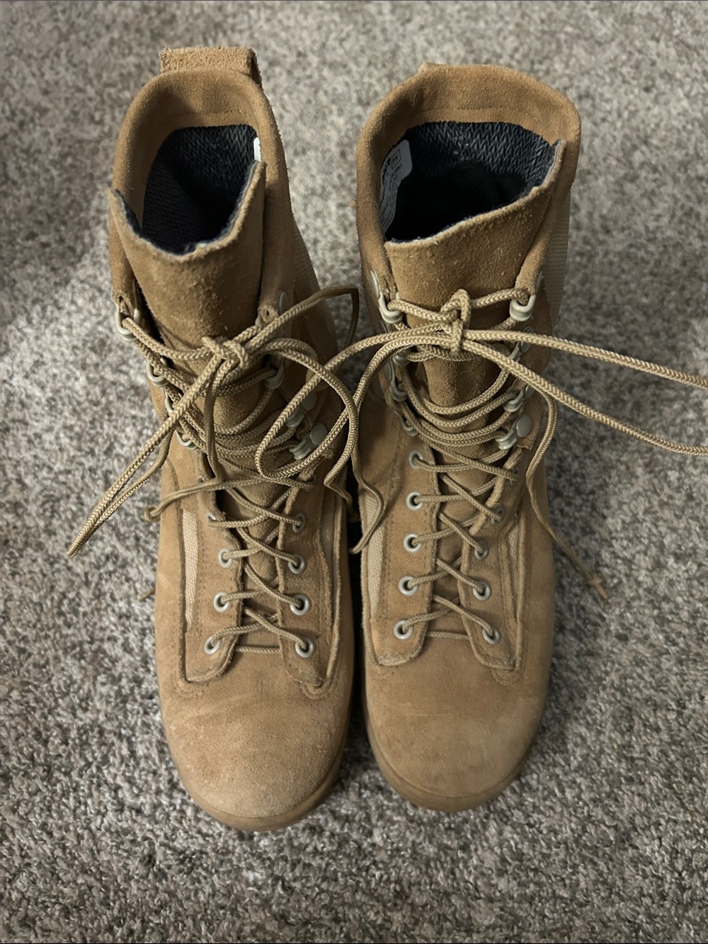 McRae Coyote Brown combat boots in a desert tan suede leather w/durable fabric.